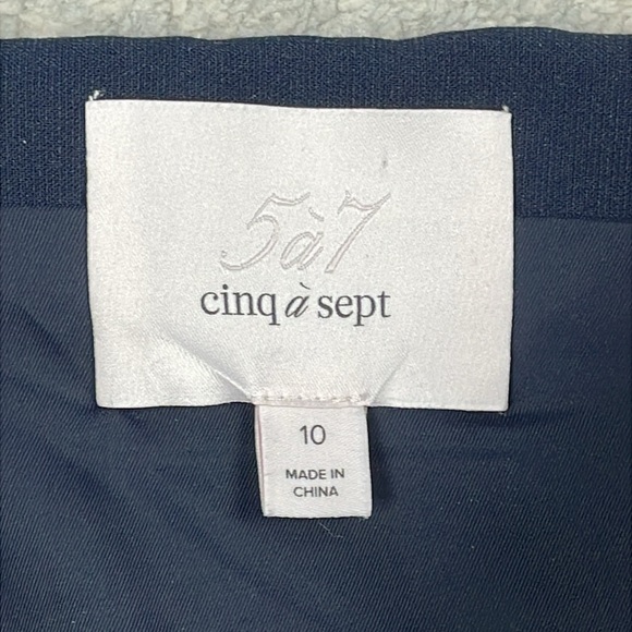 Cinq a Sept Dara Navy White Embroidered Sleeveless Tiered Dress Floral Sz 10 - Picture 10 of 15